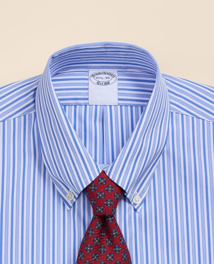 Pure Supima&reg; Cotton Button Down Collar, Striped Dress Shirt, image 4