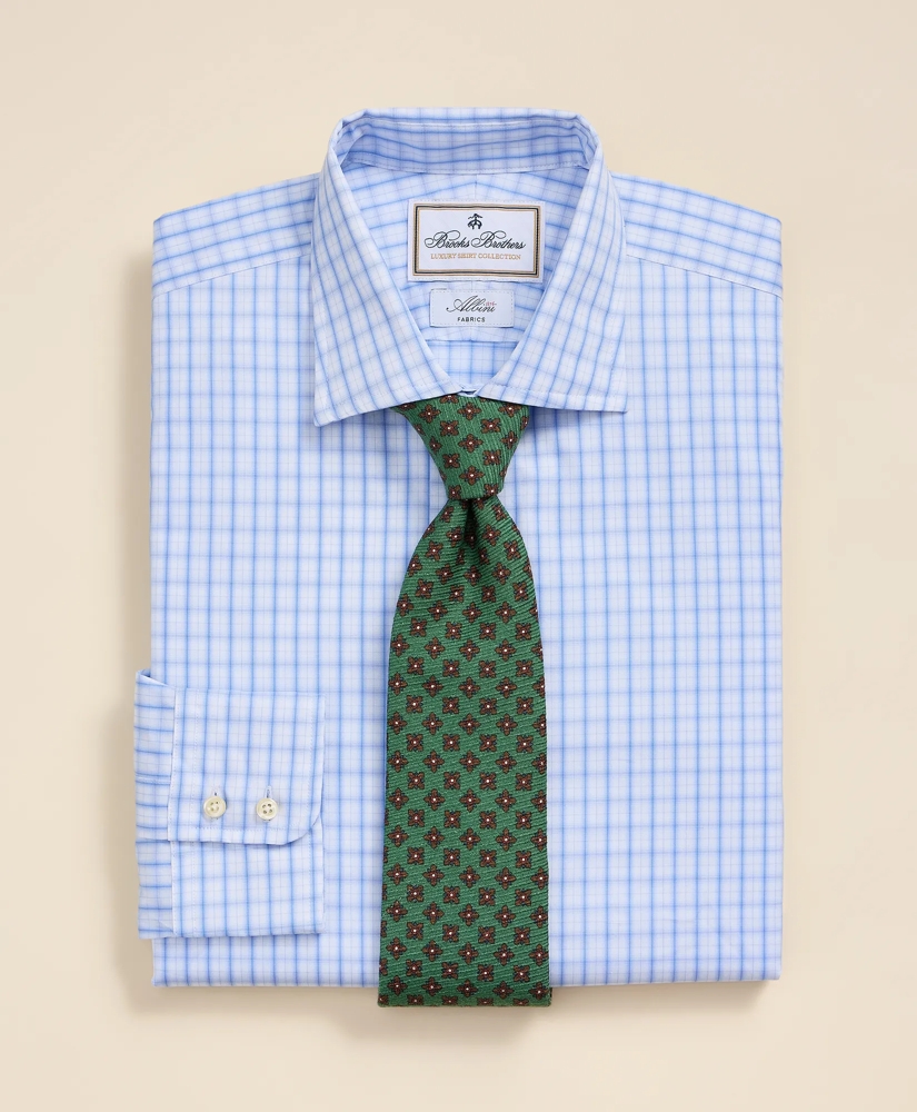 Luxury Cotton English Spread Collar, Checked Dress Shirt, image 1