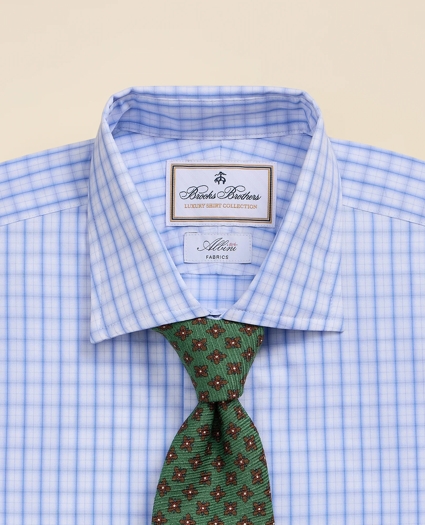 Luxury Cotton English Spread Collar, Checked Dress Shirt, image 4