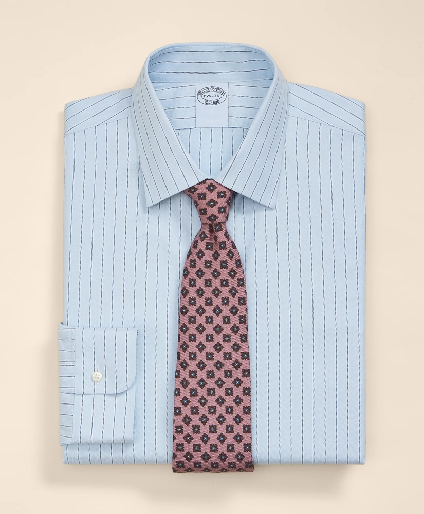 Supima&reg; Cotton Non-Iron Herringbone Ainsley Collar Striped Dress Shirt, image 1