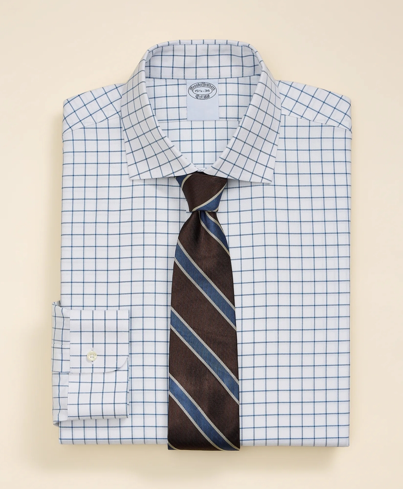 Supima&reg; Cotton Non-Iron Herringbone Spread Collar Check Dress Shirt, image 1