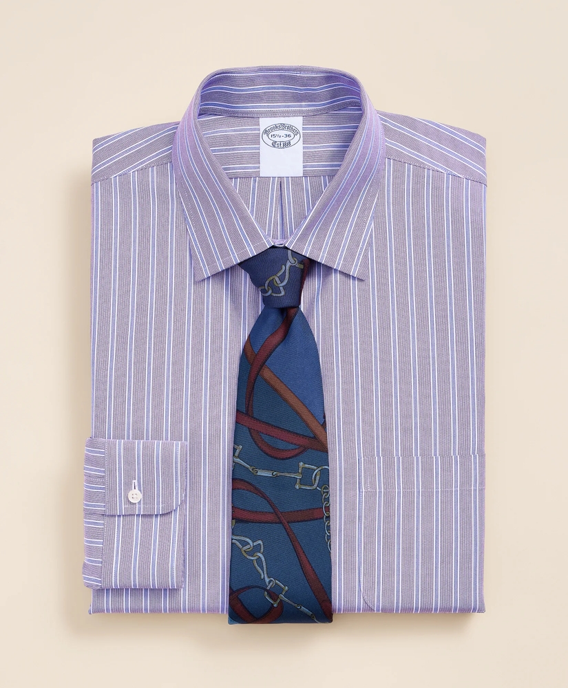Supima&reg; Cotton Non-Iron Pinpoint Oxford Ainsley Collar Stripe Dress Shirt, image 1