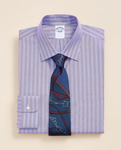 Supima&reg; Cotton Non-Iron Pinpoint Oxford Ainsley Collar Stripe Dress Shirt, image 1