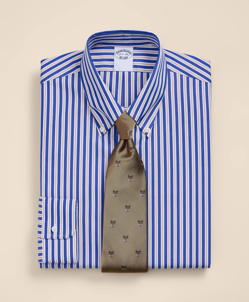 Pure Supima&reg; Cotton Button Down Collar, Striped Dress Shirt, image 1