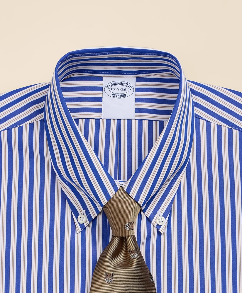 Pure Supima&reg; Cotton Button Down Collar, Striped Dress Shirt, image 4