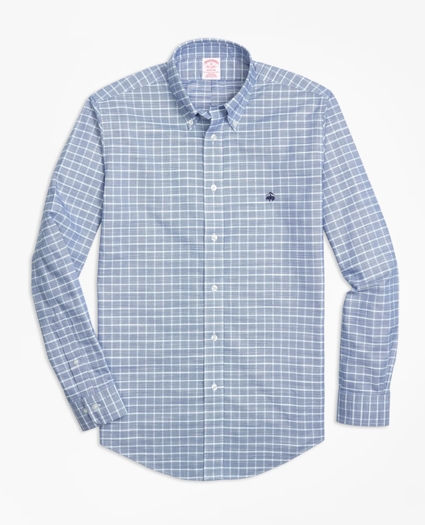 Madison Relaxed-Fit Sport Shirt, Non-Iron Slub Windowpane, image 1