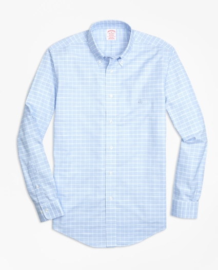 Madison Relaxed-Fit Sport Shirt, Non-Iron Slub Windowpane, image 1