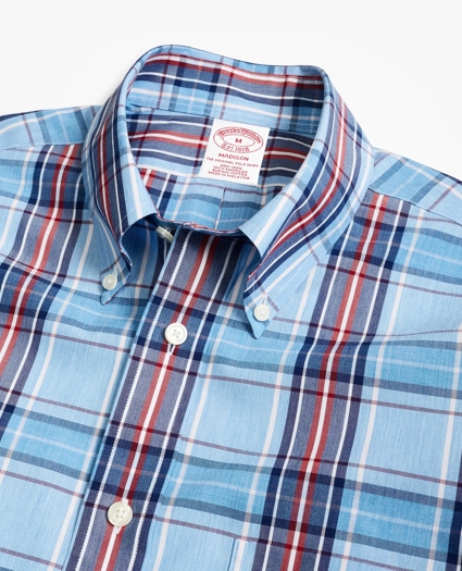 Madison Relaxed-Fit Sport Shirt, Non-Iron Blue and Red Plaid, image 2