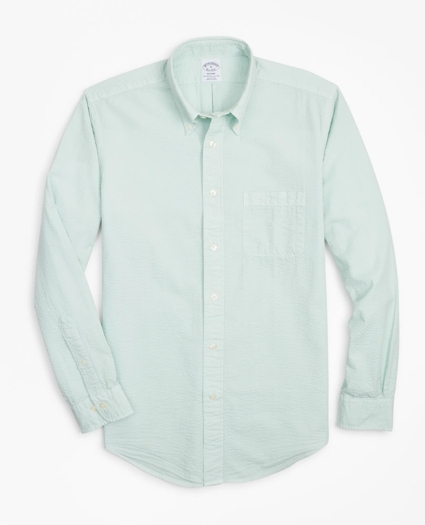 Regent Regular-Fit Sport Shirt, Garment-Dyed Seersucker, image 1