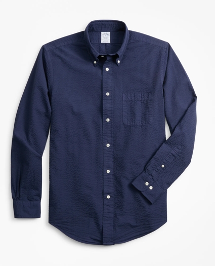 Regent Regular-Fit Sport Shirt, Garment-Dyed Seersucker, image 1