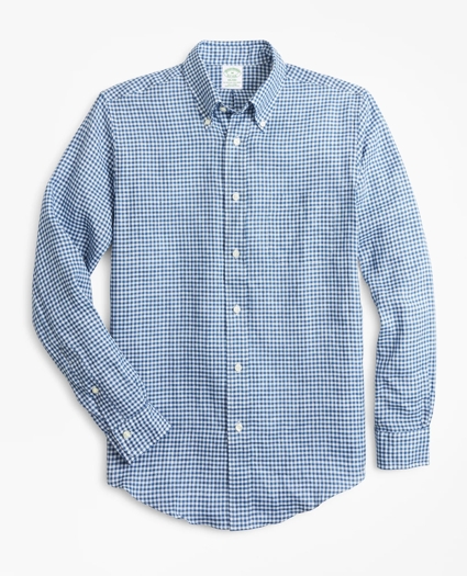 Milano Fit Gingham Irish Linen Sport Shirt, image 1