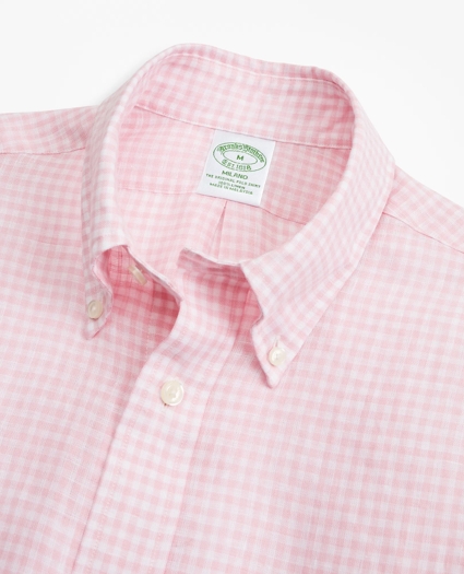 Milano Fit Gingham Irish Linen Sport Shirt, image 2