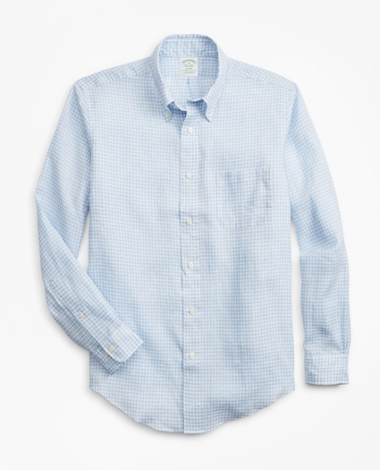 Milano Fit Gingham Irish Linen Sport Shirt, image 1