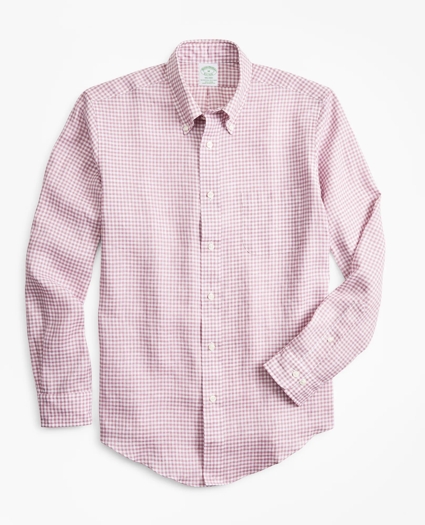 Milano Fit Gingham Irish Linen Sport Shirt, image 1
