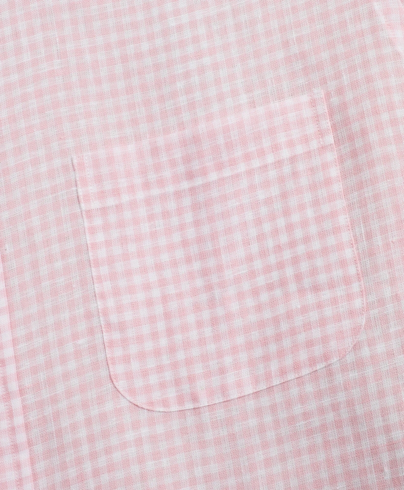 Regent Regular-Fit Sport Shirt, Gingham Irish Linen Short-Sleeve, image 3