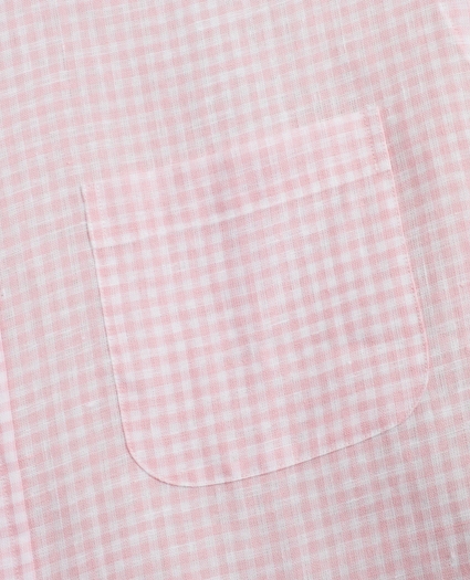 Regent Regular-Fit Sport Shirt, Gingham Irish Linen Short-Sleeve, image 3