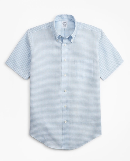 Regent Regular-Fit Sport Shirt, Gingham Irish Linen Short-Sleeve, image 1