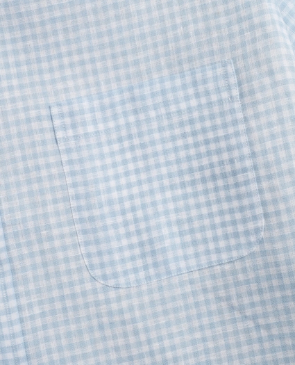 Regent Regular-Fit Sport Shirt, Gingham Irish Linen Short-Sleeve, image 3