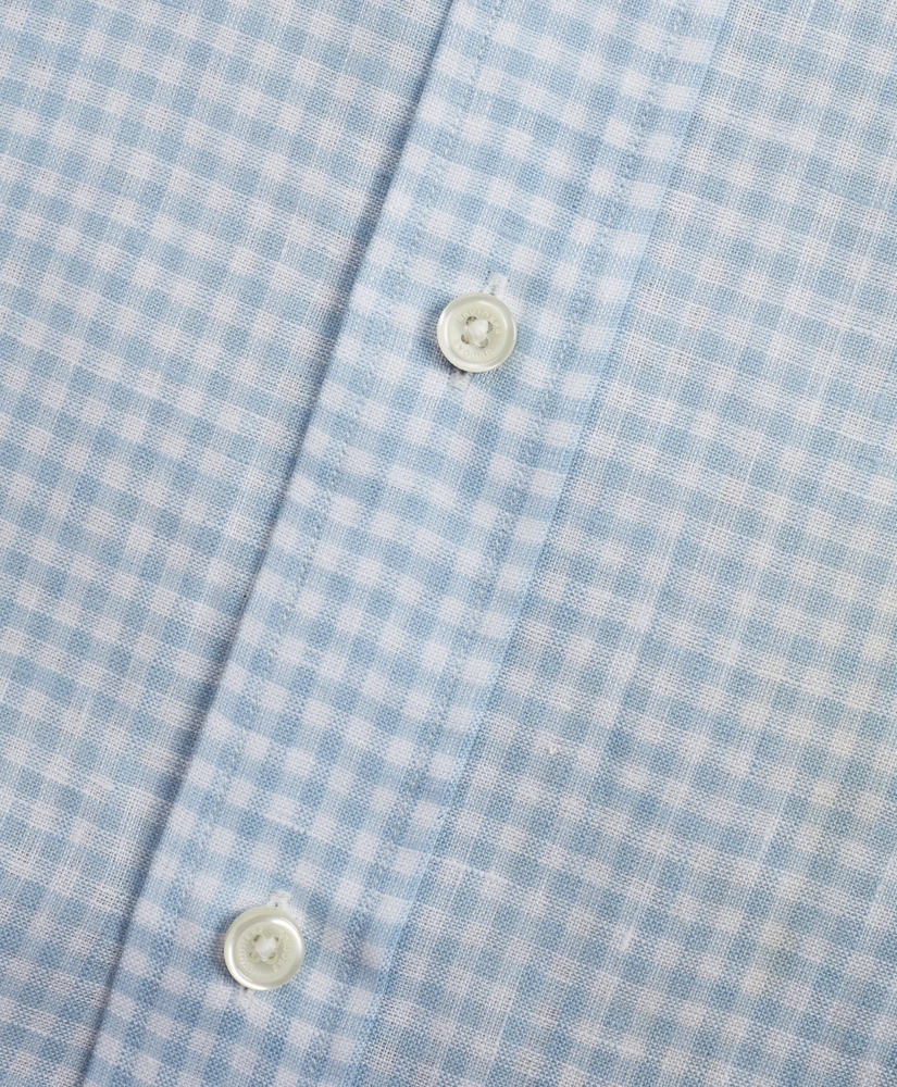 Regent Regular-Fit Sport Shirt, Gingham Irish Linen Short-Sleeve, image 4