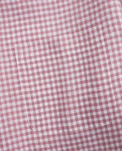 Regent Regular-Fit Sport Shirt, Gingham Irish Linen Short-Sleeve, image 3