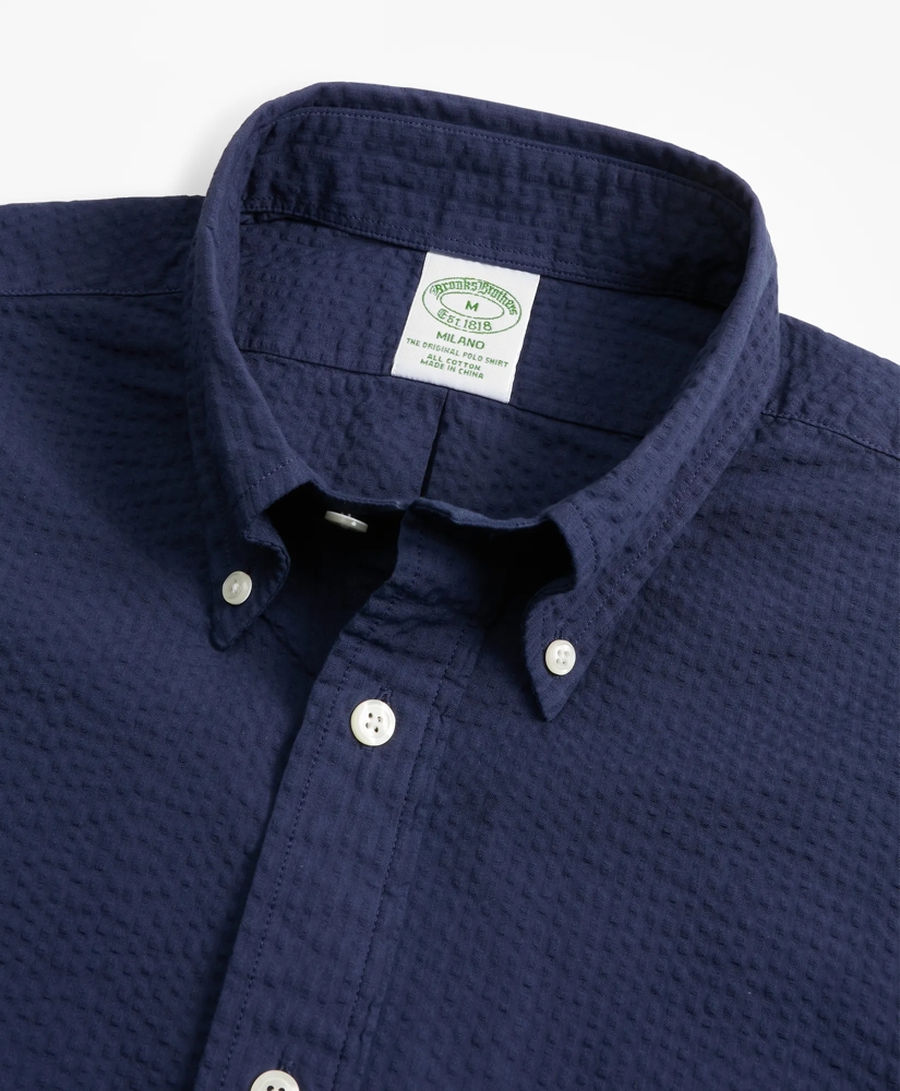 Milano Fit Garment-Dyed Seersucker Sport Shirt, image 2