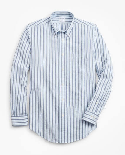 Regent Regular-Fit Sport Shirt, Bold Stripe Seersucker, image 1