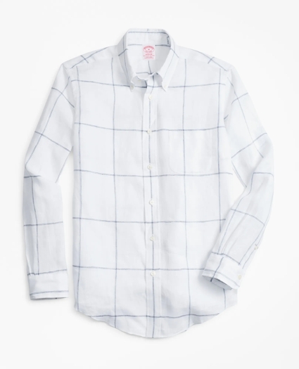 Madison Relaxed-Fit Sport Shirt, Large-Windowpane Irish Linen, image 1