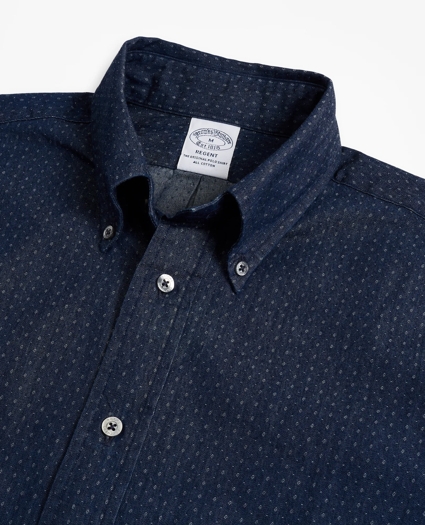Regent Regular-Fit Sport Shirt, Indigo Micro-Paisley Print, image 2