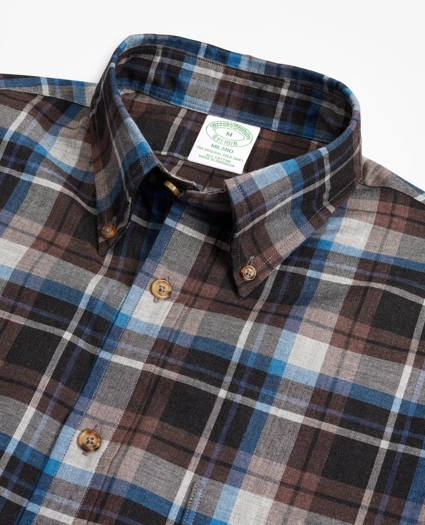 Milano Fit Grey Plaid Brushed Flannel Sport Shirt, image 2