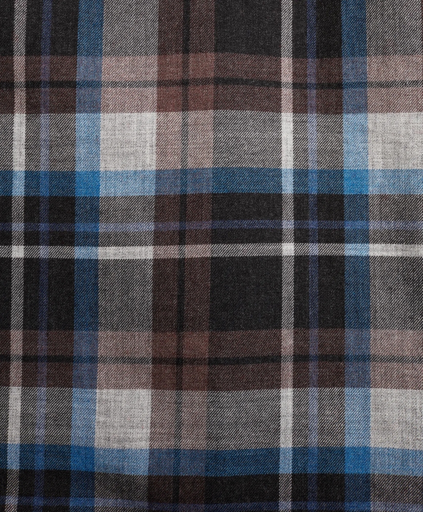 Milano Fit Grey Plaid Brushed Flannel Sport Shirt, image 3
