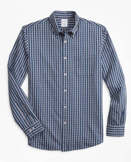 Regent Regular-Fit Sport Shirt, Indigo Micro-Check, image 1