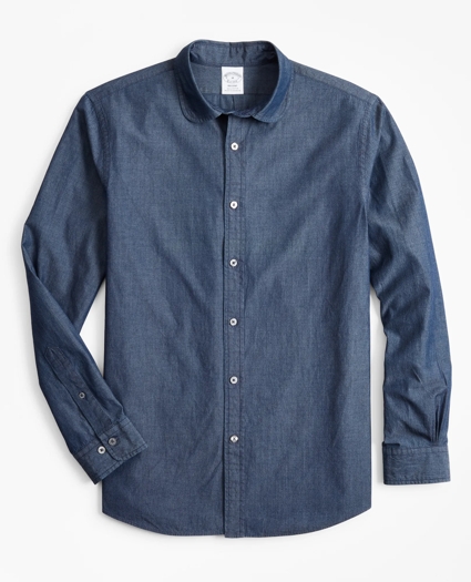 Regent Regular-Fit Sport Shirt, Golf Collar Chambray, image 1