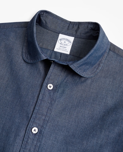 Regent Regular-Fit Sport Shirt, Golf Collar Chambray, image 2