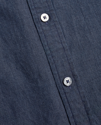 Regent Regular-Fit Sport Shirt, Golf Collar Chambray, image 3