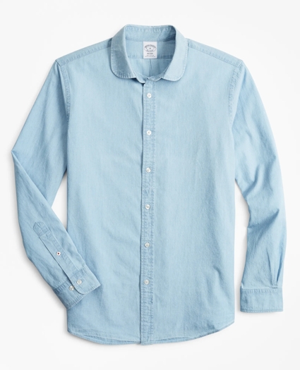 Regent Regular-Fit Sport Shirt, Golf Collar Chambray, image 1