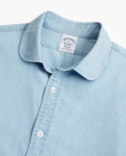 Regent Regular-Fit Sport Shirt, Golf Collar Chambray, image 2