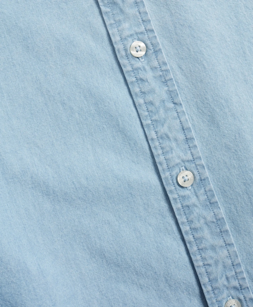 Regent Regular-Fit Sport Shirt, Golf Collar Chambray, image 3