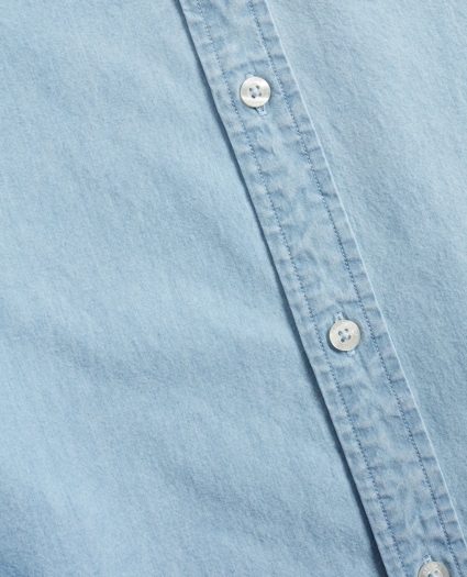 Regent Regular-Fit Sport Shirt, Golf Collar Chambray, image 3