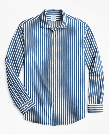 Milano Slim-Fit Sport Shirt, Indigo Stripe, image 1