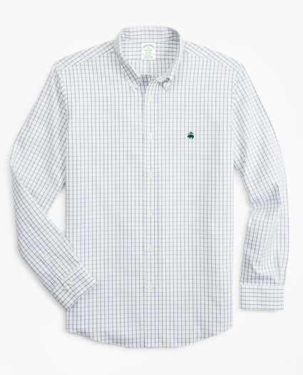 Stretch Milano Slim-Fit Sport Shirt, Non-Iron Windowpane, image 1