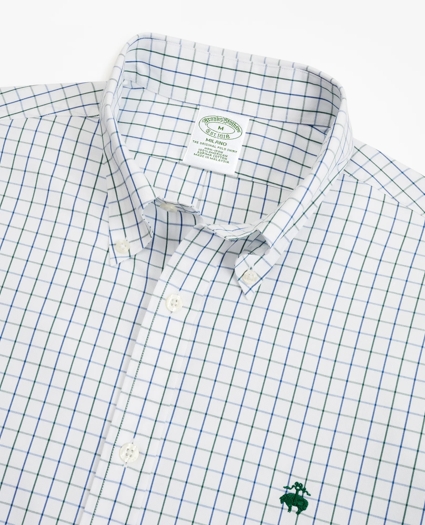 Stretch Milano Slim-Fit Sport Shirt, Non-Iron Windowpane, image 2