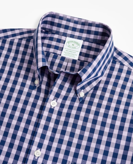 Stretch Milano Slim-Fit Sport Shirt, Non-Iron Gingham, image 2