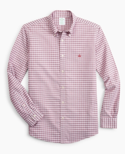 Stretch Milano Slim-Fit Sport Shirt, Non-Iron Check, image 1