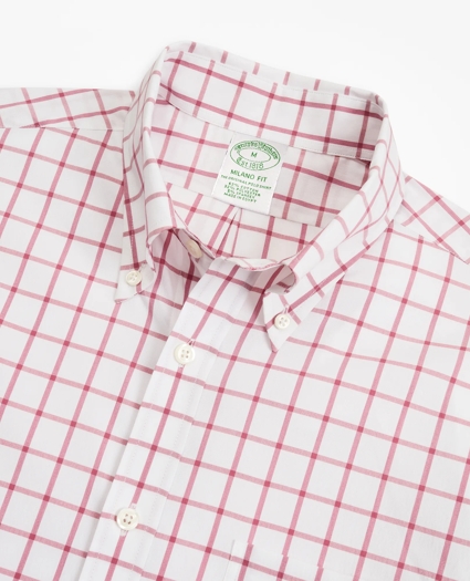 Milano Slim-Fit Sport Shirt, Brooks Brothers Stretch Performance Series with COOLMAX®, Windowpane, image 2