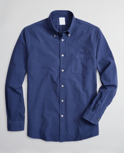 Regent Regular-Fit Sport Shirt, Garment-Dyed Seersucker, image 1