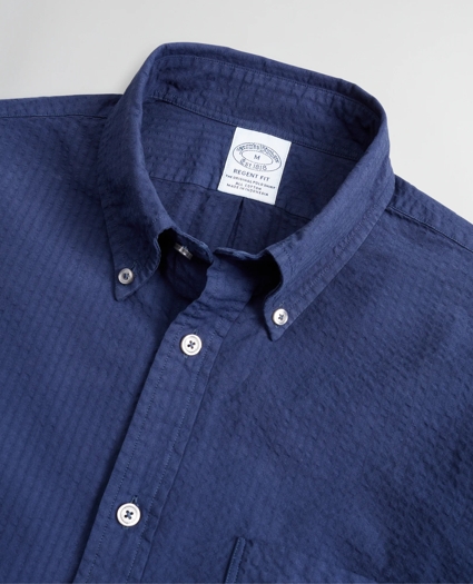 Regent Regular-Fit Sport Shirt, Garment-Dyed Seersucker, image 2