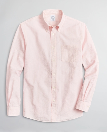 Regent Regular-Fit Sport Shirt, Garment-Dyed Seersucker, image 1