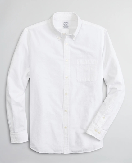 Regent Regular-Fit Sport Shirt, Garment-Dyed Seersucker, image 1