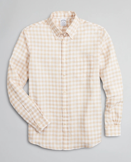Regent Regular-Fit Sport Shirt, Irish Linen Gingham, image 1