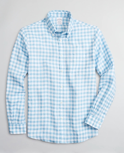 Regent Regular-Fit Sport Shirt, Irish Linen Gingham, image 1
